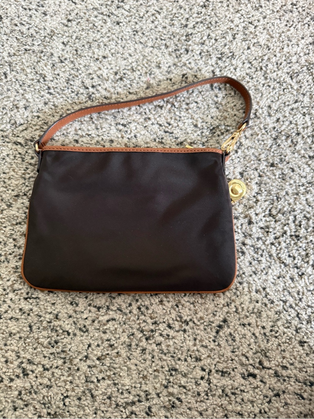 Michael Kors Dark Brown Nylon Wristlet with Tan Trim and Gold Hardware - Picture 2 of 3